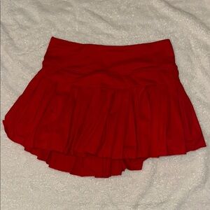 Red Ruffled Skater Mini Skirt